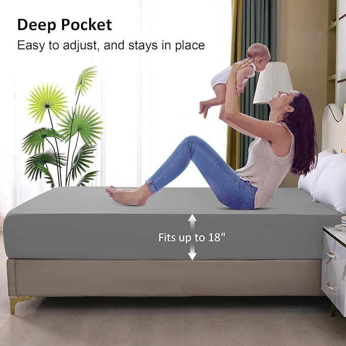 Waterproof Mattress Protector King, Fitted Sheet Style Breathable Mattress Cover - Image 4