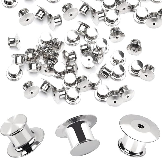 100 Pieces Metal Pin Backs Locking Pin Keepers Locking Clasp
