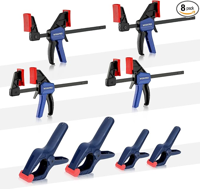 WORKPRO 8-Piece Clamp Set for Woodworking, Light-Duty Quick-Change by WORKPRO