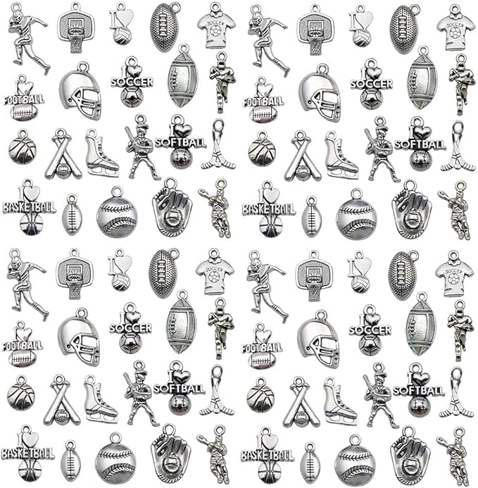 100pcs Antique Silver Sport Charms by WOCRAFT