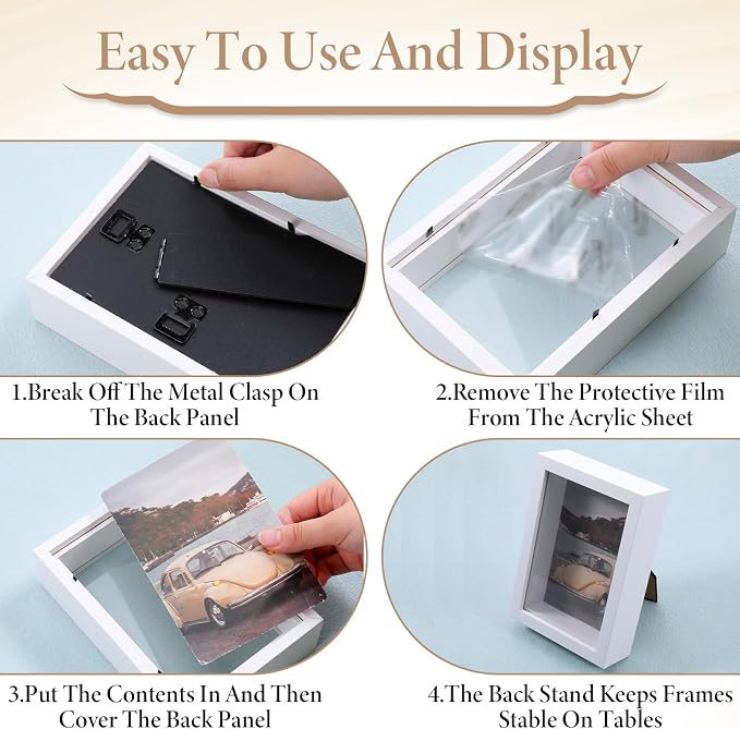 SHENLIU 12 Pack 4 x 6 Inches Shadow Box Frame, Small Wood Frame Memory Display - Image 4
