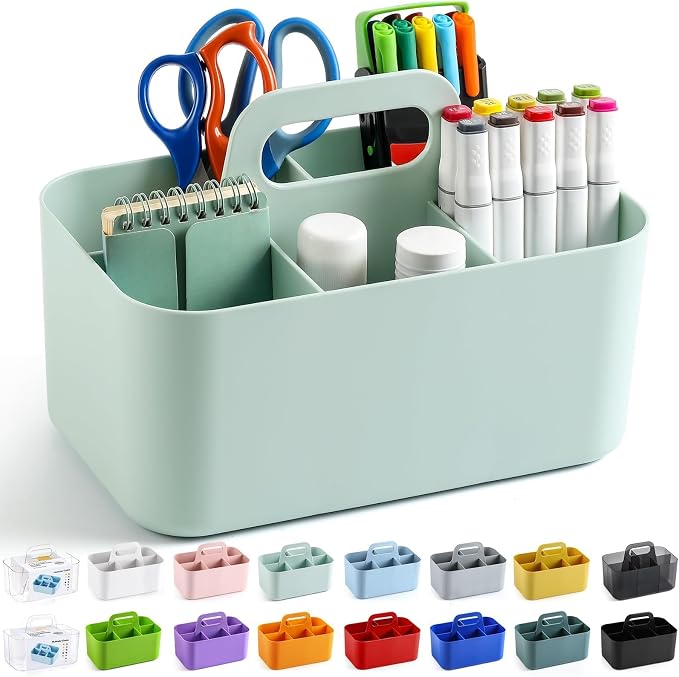 Multiuse Caddy Organizer with Handle, Portable Divided Plastic Tote Bin - Image 9