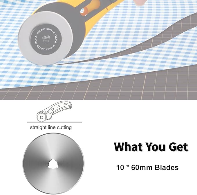 60mm Rotary Cutter Blades 10 Pack Replacement Blades Fits Fiskars, DAFA - Image 5