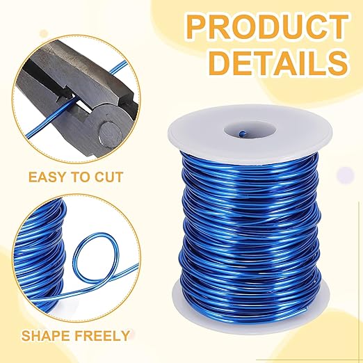 uxcell 12 Gauge / 2mm Anodized Aluminum Wire for Jewelry Craft Making, 102 Feet Bendable Flexible Wire for DIY Home Decor Gardening Sculpture, Dark Blue