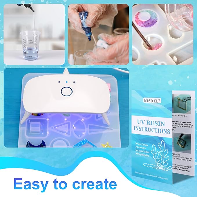 UV Resin Jewelry Making Kit, 400g Crystal Clear Resins with Light and Molds, DIY Jewelry Making Resin Kits, Resina Starter Kit for Keychain, Hair Clip and Earring