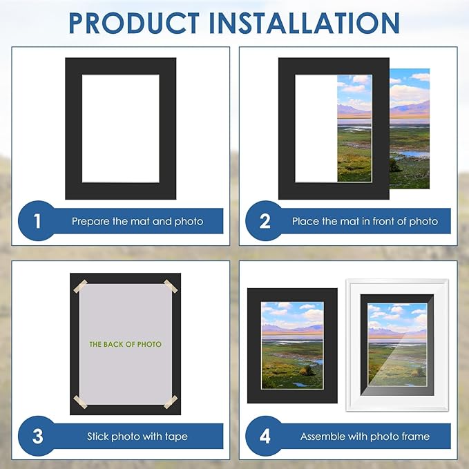 18 Pack Picture Mats, 8x10 for 6x8 Picture Frame Mats, Acid Free Core Bevel Cut Picture Frame Mattes for Photos Artworks Prints (Black)