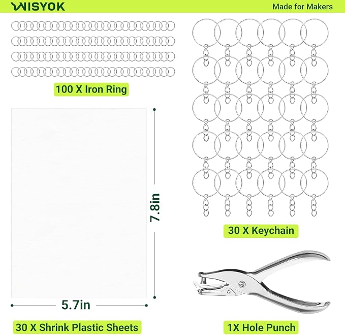 WISYOK 161Pcs Shrinky Film Kit, Shrink Plastic Sheets kit - Image 3