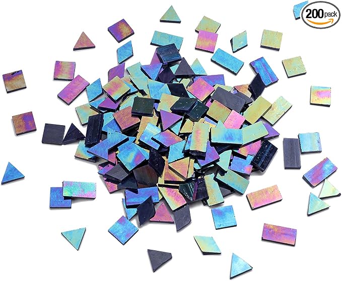 Lanyani Iridescent Mosaic Tiles 200 Pieces Bulk Stained Glass Tile by LanyaniArtGlassMosaics