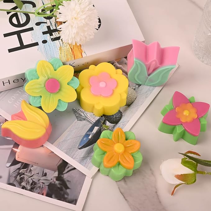 Sakolla 6-Cavity Flower Soap Molds Silicone, 2 Pack Tulip Different Flower - Image 3