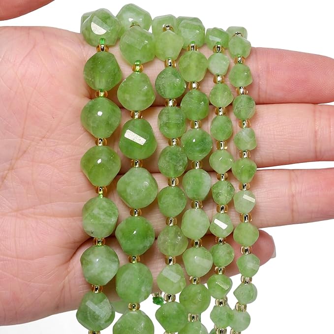 34pcs Natural Green Jade Stone Beads - Image 4