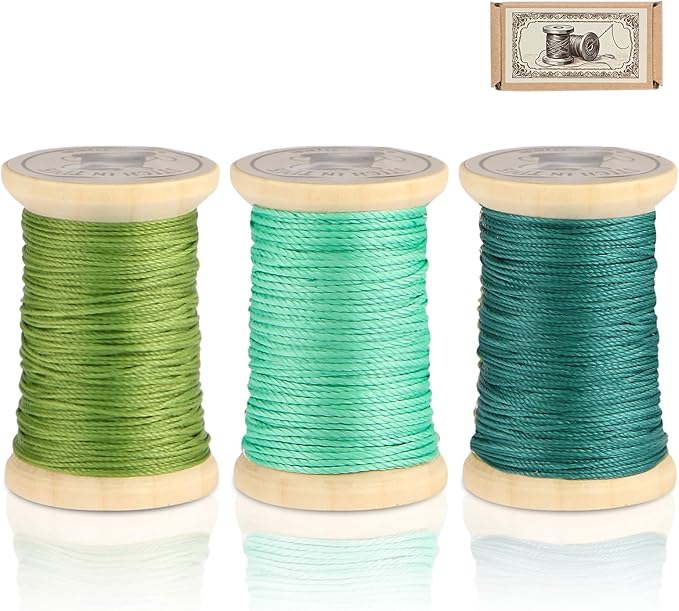 Natural Waxed Thread, 0.55mm/0.8mm, Wax Thread for Handcrafted Wrapping, Sewing, Bookbinding, Leather Threads, Beginners Craft DIY, Hemp Cord (Teal/Aqua/Forest, 0.55mm/33 Yards)