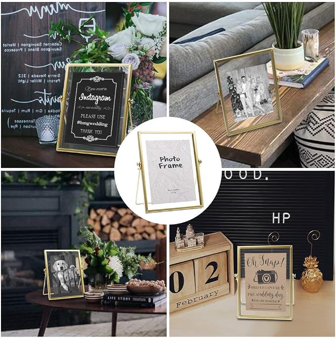 AceList Gold Picture Frames, art or pressed flowers on a desk, shelf or - Image 6