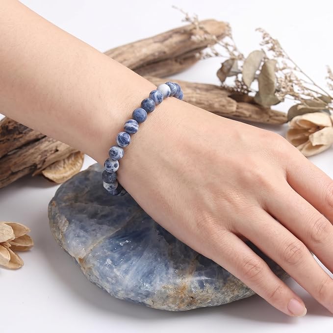 60pcs Natural Matte Blue Sodalite Gemstone Beads，6mm Frosted Round Loose Stone - Image 6