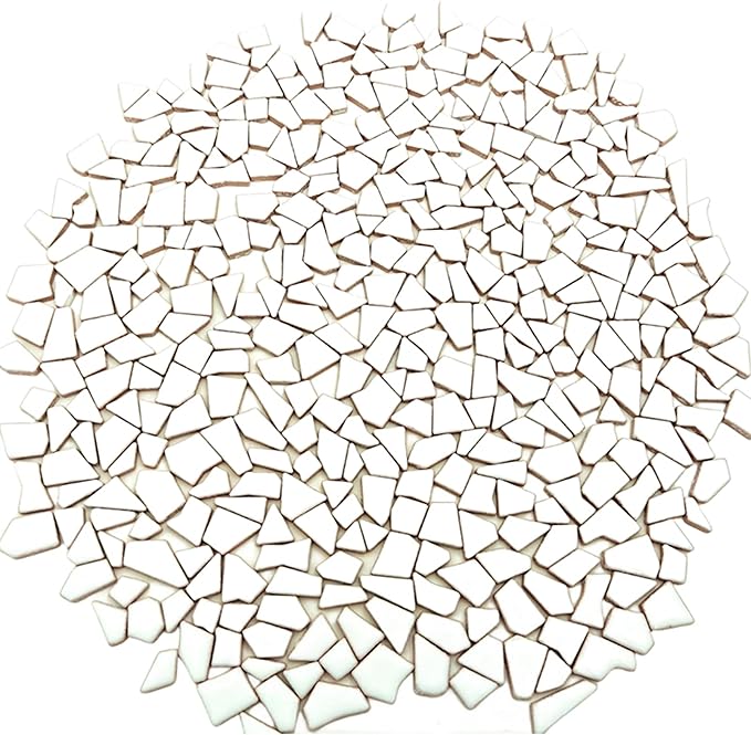 1.1LB Irregular Ceramics Mosaic Tiles, Mosaic Pieces Stones for DIY Mosaic Making Craft Hobby Arts Home Wall Decoration (White)