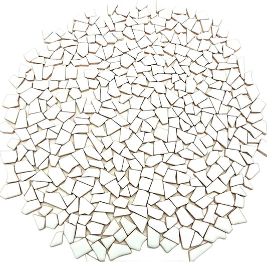 1.1LB Irregular Ceramics Mosaic Tiles, Mosaic Pieces Stones for DIY Mosaic Making Craft Hobby Arts Home Wall Decoration (White)