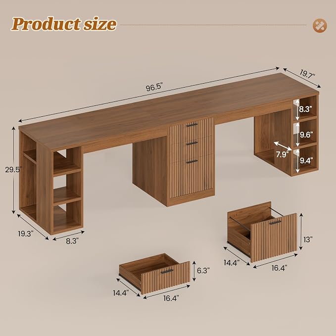 SEDETA Fluted 96.5" Computer Desk - Image 2