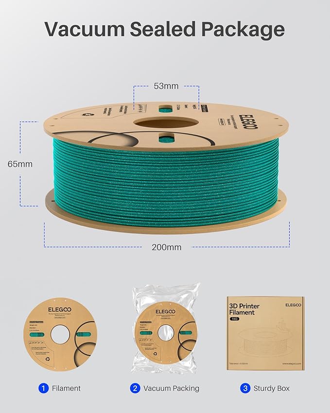 ELEGOO PLA Filament 1.75mm Sparkle Purplish Gray 1KG, Glitter Twinkling 3D Printer Filament Dimensional Accuracy +/- 0.02mm, 1kg Spool(2.2lbs) Fits for Most FDM 3D Printers