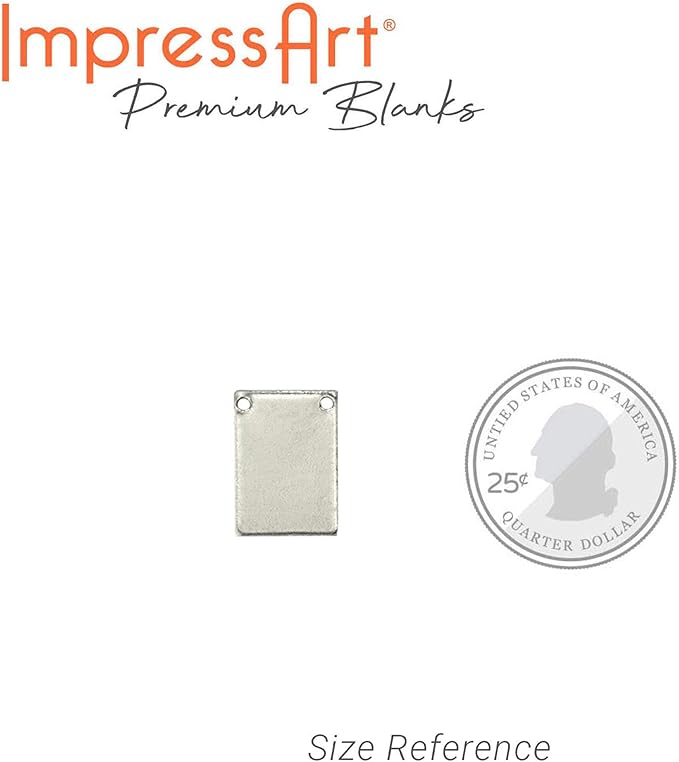 ImpressArt - Premium Metal Stamping Rectangle Blanks for Metal Stamping and Jewelry Making (24 Pack) (7/16" x 3/4" Rectangle w/ 2 Holes, Alkeme)