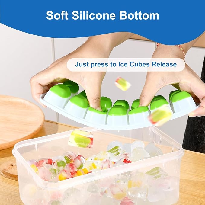 Ice Cube Trays with Lids for Freezer, 4 Pack Silicone Set, 56 Cubes | - Image 2