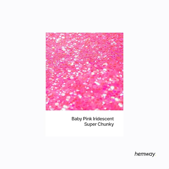 Hemway Glitter for Resin 100g Baby Pink Iridescent Metallic Crystals for Epoxy Craft Super Chunky Flakes Tumblers Wax Melt
