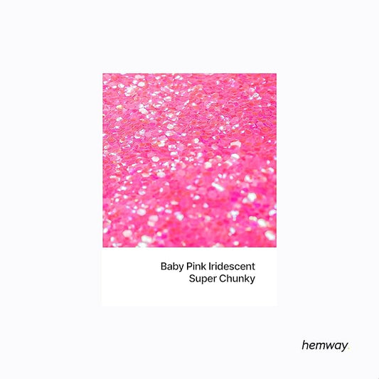 Hemway Glitter for Resin 100g Baby Pink Iridescent Metallic Crystals for Epoxy Craft Super Chunky Flakes Tumblers Wax Melt
