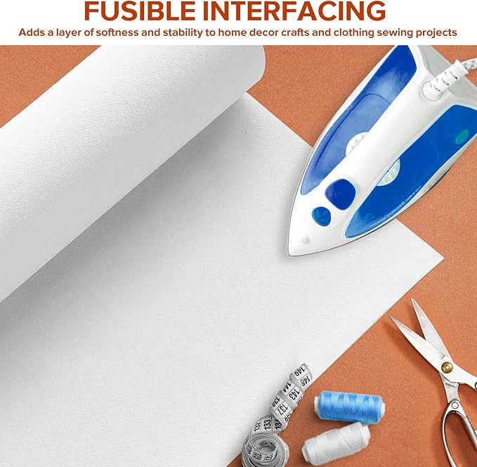 ZOMONETI Light Weight 17in x 30yd White Iron On Non-Woven Fusible Interfacing - Image 6