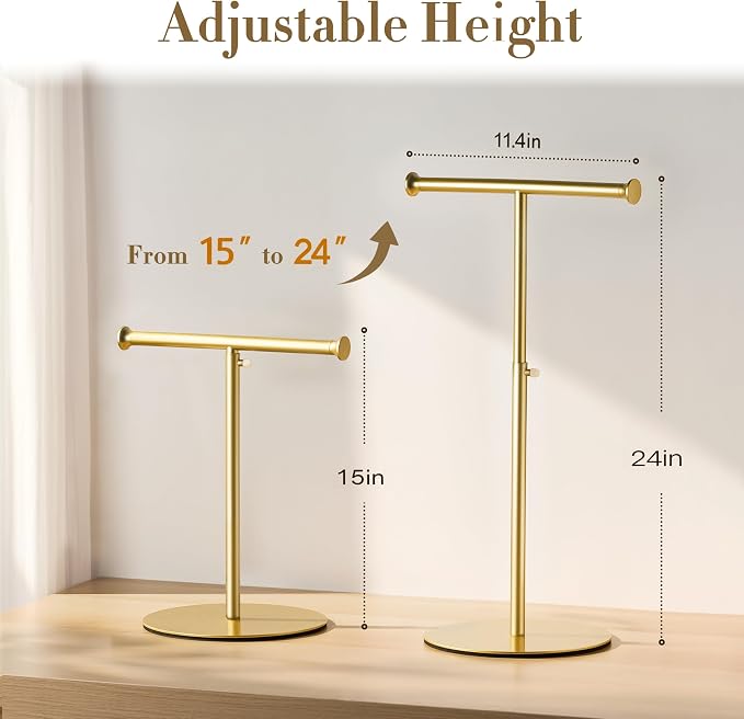 niffgaff T Bar Purse Display Stand Tabletop: Adjustable Height Handbag Holder - Image 3