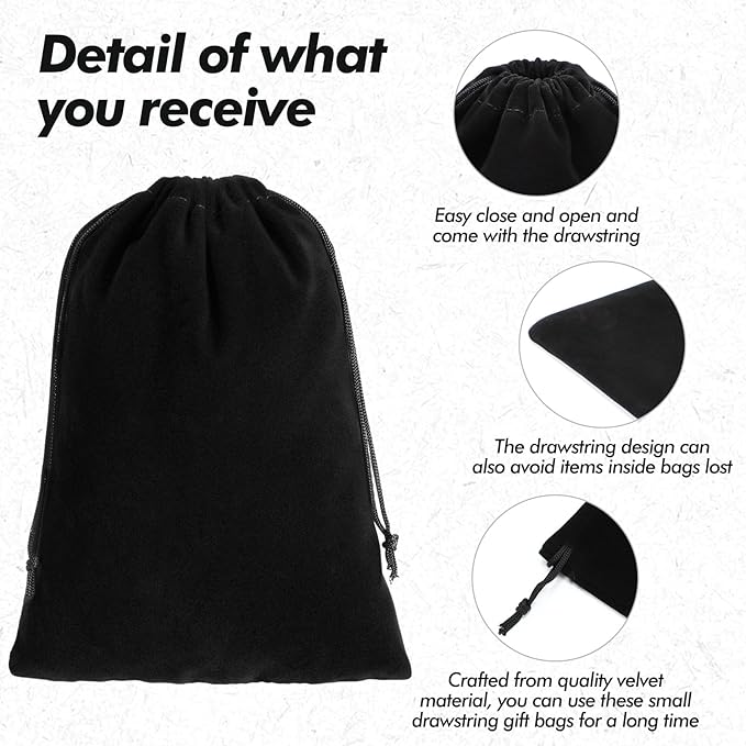 100 Pcs 4 x 6 Inch Velvet Drawstring Bags Small Jewelry Pouches Black Velvet Gift Bags with Drawstring for Earring Watch Storage Christmas Wedding Party Favors, Black