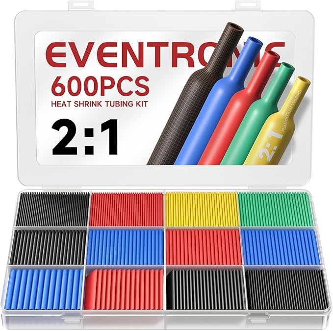 Eventronic 600PCS Heat Shrink Tubing 2:1, Electrical Wire Cable Wrap Assortment by EVENTRONIC
