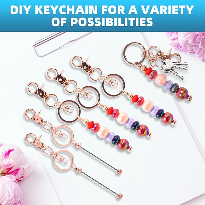 60 Pcs Beadable Keychains Bulk Kit – DIY Keychain Making Supplies - Image 5