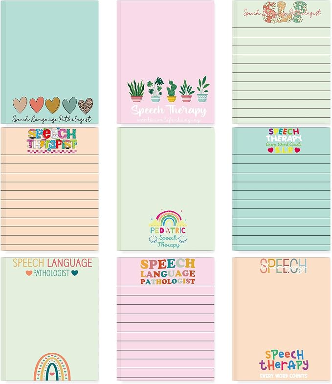 SLP Day Appreciation Sticky Notes Gifts, 9 Pack Speech Language Pathologist by Lovarywow