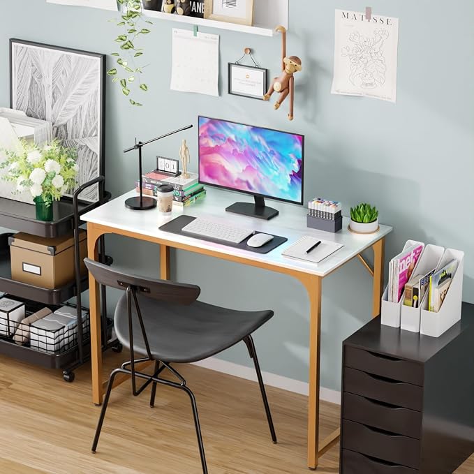 PayLessHere | 39 Inch Computer Desk | White Gold | Office Desk - Image 2