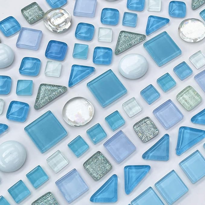 LITMIND 1.1 LB Baby Blue Irregular Mosaic Glass Tiles - Image 2