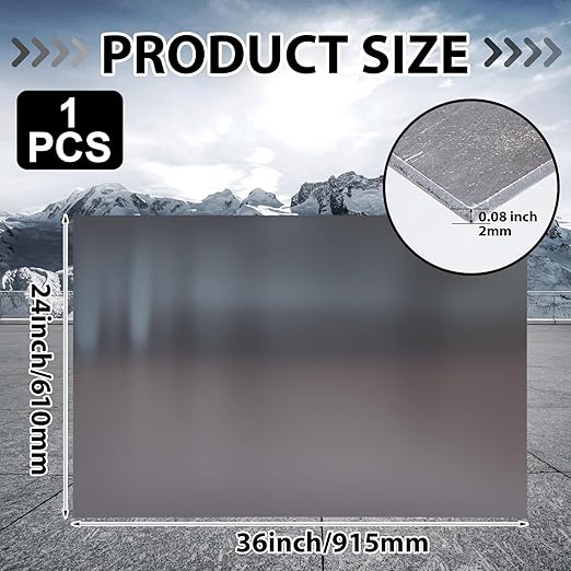 Hicarer 24 x 36 Inch A36 Carbon Steel Sheet 0.08" Thickness Length 14 Gauge Hot Rolled Steel Plate for Automotive Sheet Metal, Furniture or Industrial, Unpolished (Mill) Finish