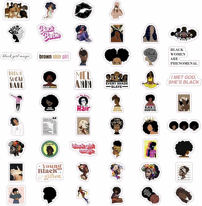 BulbaCraft 100Pcs Black Girl Stickers - Image 4