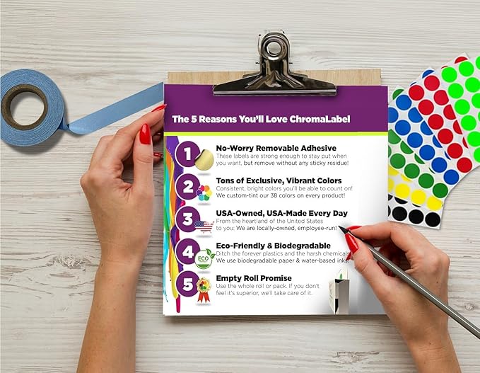 ChromaLabel 1 Inch Round Label Removable Color Code Dot Stickers, 1000 Labels per Dispenser Box, Lavender