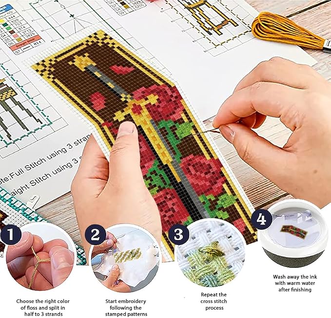ACRNIGHEET 6PCS Cross Stitch Bookmark Kit - Image 4