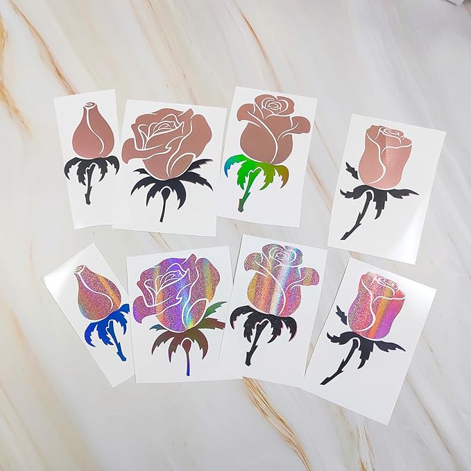 GIRAFVINYL Rose Gold Holographic Vinyl Permanent, Rose Gold Permanent Vinyl 6 Sheets Pink Adhesive Viny1 for DIY Cup, Home, Car Christmas Decorations, 12" x 12"
