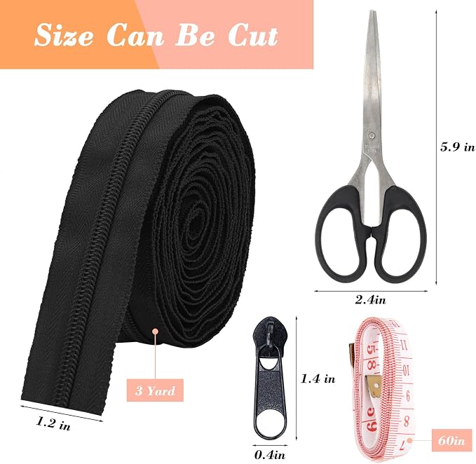 42 Yards Black White #5 Nylon Coil Zippers - Image 2