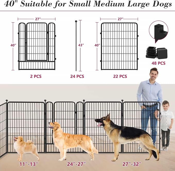 Dog Playpen 40 inch 24 Panels Indoor Outdoor Dog Pen - Image 2