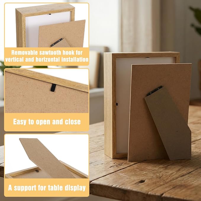 8 Pcs Shadow Box Frame, 4 x 6 Inch Small Shadow Box Wood Hollow Photo Frame - Image 3