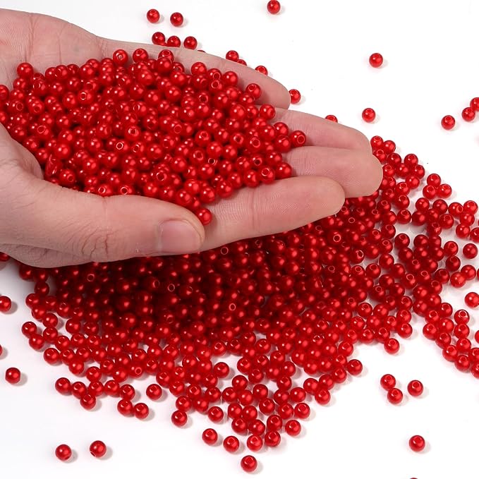 1500pcs Red 5mm Pearl Beads by chuyau