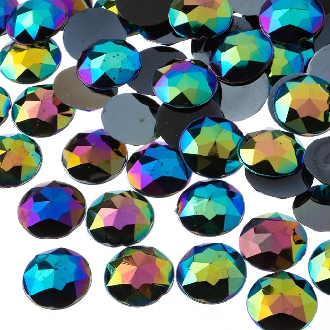 John Bead 200 Pieces 16mm, Acrylic Round Flat Back Rhinestones by JohnBead