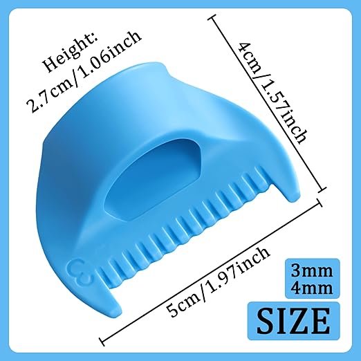 2 PCS Edge Lock Seam Guide, Mini Sewing Finger Ruler for Hand Sewing, DIY Sewing Kit Tool, Sewing Needle Gauge Measuring Guide Blue, 3mm+4mm