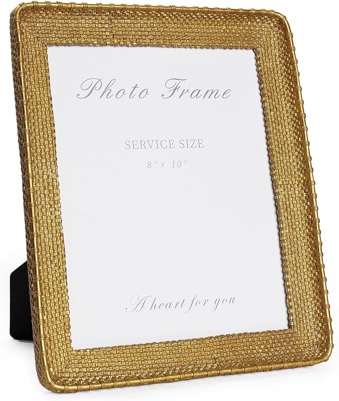 Cuspin 8x10 Picture Frame Gold, Vintage Gold Frames Rattan Textured by Cuspin