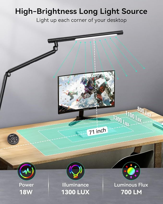 LED Desk Lamp with Clamp, 18W Architect Desk Lamp with Dual Light, Flexible 3 - Image 2