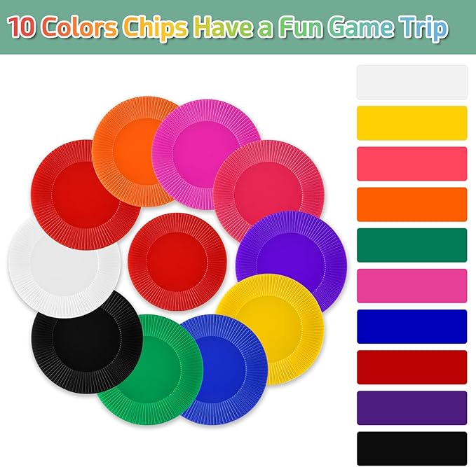Coopay 4000 Pieces 10 Colors Plastic Poker Chips, 1 Inch Bingo Chips Bulk Learning Counters Disks Poker Card Game, Counting Markers for Math Practice, Game Tokens and Teaching Rewards, 25 mm