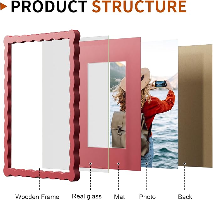 8X10 Wavy Picture Frame With Mat - Image 4