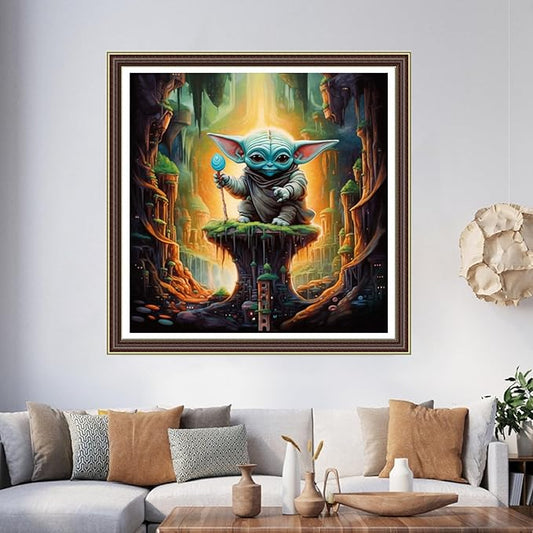 Foxhool Beginners Cross Stitch Kits Stamped Full Range of Embroidery Kits for Adults DIY Cross Stitches kit Embroidery Patterns for Needlepoint kit-Magic Alien 17.7x17.7 inch