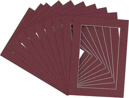 11x14 Mat for 8.5x11 Photo - Precut Maroon Picture Matboard for Frames 11 x 14 Inches - Bevel Cut Matte to Display Art 8.5 x 11 Inches - Acid Free Pack of 25 MATS with Backing Boards & Clear Bags